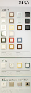 Стенд GIRA. Образцы товаров серий Esprit, F100, E22, Edelstahl.