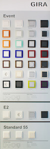 Стенд GIRA. Образцы товаров серий Event, E2, Standard 55.