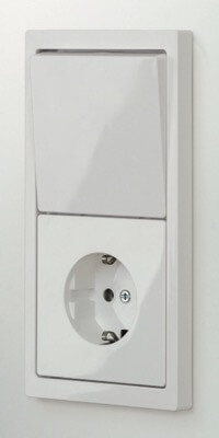 Merten (Schneider Electric), D-life, Цвет: Белый лотос, Блок розетка и выключатель