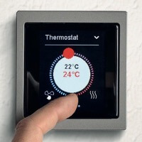 Merten (Schneider Electric), D-life, Цвет: Антрацит, Сенсорный выключатель с термостатом KNX Multitouch Pro