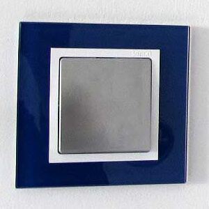 Выключатель Simon 82 Nature, Цвет: Синий / белый, Стекло