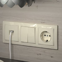 3-местная рамка Werkel Snabb basic с розеткой типа F, интернет-розеткой, двухклавишным выключателем, цвет: слоноая кость