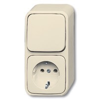 Блок выключатель/розетка ABB, Busch-Duro 2000 AP, Цвет: Слоновая кость