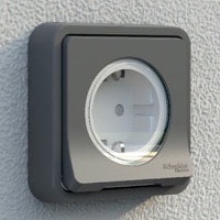 Розетка и выключатель встраевомого монтажа Schneider Electric, серия Mureva Styl, Цвет: Антрацит