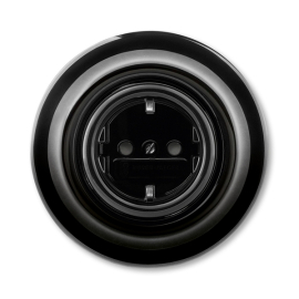 Розетка
Decento,  со шторками,  с заземлением,  одинарная,  безвинтовые клеммы,   цвет - черный глянцевый,  фарфор / керамика,  5520K-C03459 N,  2CHK203459C4301,  ABB
 - PULSAL.RU