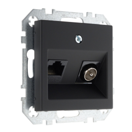Розетка одиночная TV+RJ45
Epsilon,  Retro Liregus,  телевизионная (TV),  одинарная,   цвет - черный матовый,  пластмасса,  ITVKL-1-01.R/SWM,  LIREGUS
 - PULSAL.RU