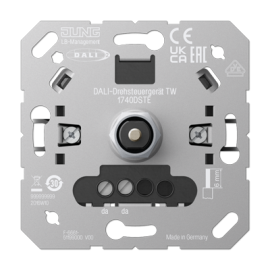 Электронный потенциометр DALI без блока питания шины, TW (tunable white - с регулировкой цвет.темп.)
A VIVA,  A creation,  A 550,  A flow,  AS 500,  CD 500,  LS 990,  LS plus,  LS 990 Les Couleurs Le Corbusier,  LS ZERO,  LS-design,  SL 500,  ECO profi и ECO profi Standart,  ECO profi design (ECO Profi Deco),  поворотно-нажимной,  с возможностью управления с 2-х мест,  протокол DALI,  1740DSTE,  1740 DSTE,  JUNG
 - PULSAL.RU