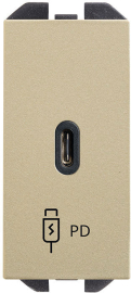 Зарядка USB type-C, 20 Вт с быстрой зарядкой QC PD
Simon 270,  USB type-C 5V,  одинарная,   цвет - шампань матовый,  пластмасса,  20000382-094,  Simon
 - PULSAL.RU