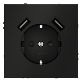 Электрическая розетка с зарядкой USB A+A, 3.2А
S70,  USB type-A 5V,  Электр. с USB,  двойная,   цвет - черный матовый,  пластмасса,  VLS040408,  Voltum
 - PULSAL.RU