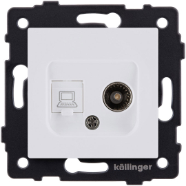 Розетка одиночная TV (тип"мама") + RJ45
Aspekt,  Eleganz,  Reflex,  телевизионная (TV),  одинарная,   цвет - белый матовый,  пластмасса,  REA-021WM,  Kollinger
 - PULSAL.RU