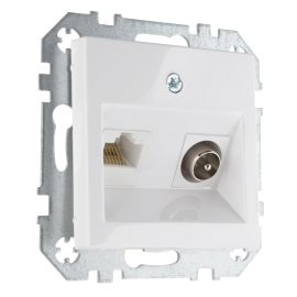 Розетка одиночная TV+RJ45
Epsilon,  Retro Liregus,  телевизионная (TV),  одинарная,   цвет - белый,  пластмасса,  ITVKL-1-01.E/B,  LIREGUS
 - PULSAL.RU