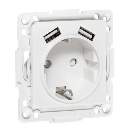 Розетка USB type-A с электрической розеткой
Стокгольм,  USB type-A 5V,  Электр. с USB,  двойная,   цвет - белый,  пластмасса,  EYR16-2USB-typeA,  EKF
 - PULSAL.RU