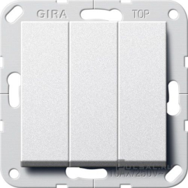 Выключатель
E2,  Event,  Esprit,  трехклавишный,  без подсветки,   цвет - алюминий,  пластмасса,  283026,  2830 26,  Gira
 - PULSAL.RU