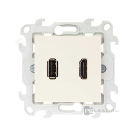 Розетка HDMI+USB
Simon 24 Harmonie,  USB данные,  одинарная,   цвет - слоновая кость,  пластмасса,  2411095-031,  Simon
 - PULSAL.RU