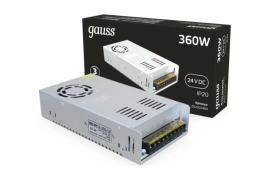 Блок питания
Gauss,  не диммируется,   выходная мощность - 360Вт,   выходное напряжение max - 24В,   корпус  - стандартный Блок питания
Gauss,  не диммируется,   выходная мощность - 360Вт,   выходное напряжение max - 24В,   корпус  - стандартный