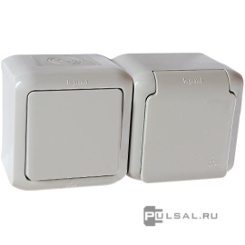 Блок розетки и выключателя
Quteo,  без шторок,  с заземлением,  двойная,  винтовые клеммы,   цвет - серый,  пластмасса,  IP 44,  782348,  7 823 48,  Legrand
 - PULSAL.RU