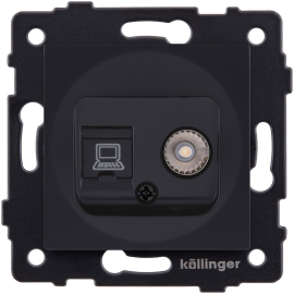 Розетка одиночная TV (тип"мама") + RJ45
Aspekt,  Eleganz,  Reflex,  телевизионная (TV),  одинарная,   цвет - черный матовый,  пластмасса,  REA-021BM,  Kollinger
 - PULSAL.RU