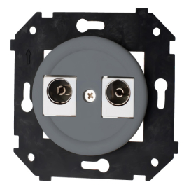 Розетка двойная
Шедель Бриз,  телевизионная (TV),  двойная,   цвет - черный матовый,  пластмасса,  B3-306-23M,  Bironi
 - PULSAL.RU