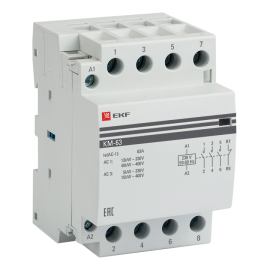 Контактор модульный КМ 63А 3NО+NC (3 мод,) EKF PROxima PROxima, 3НО+1НЗ, 63А, 220В AC, km-3-63-31, EKF - PULSAL.RU