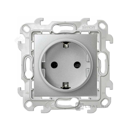 Розетка
Simon 24 Harmonie,  со шторками,  с заземлением,  одинарная,  безвинтовые клеммы,   цвет - алюминий,  пластмасса,  2450432-033,  Simon
 - PULSAL.RU