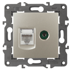 Розетка одиночная TV+RJ45
Elegance,  телевизионная (TV),  одинарная,   цвет - шампань,  пластмасса,  Б0034317,  14-3110-04,  ЭРА
 - PULSAL.RU