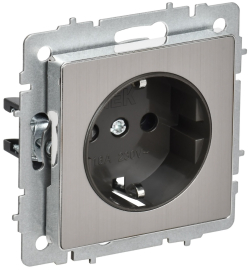 Розетка
BRITE,  без шторок,  с заземлением,  одинарная,  винтовые клеммы,   цвет - никель,  металл,  BR-R11-16-M-K23,  IEK
 - PULSAL.RU