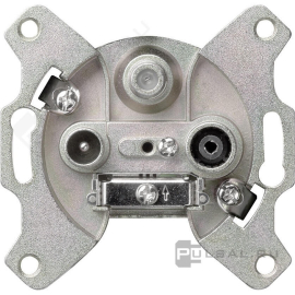 Механизм розетки TV+FM+SAT
R1,  R2,  R3,  телевизионная (TV),  спутниковая (SAT),  радио (R),  тройная,  86206-F,  Wedder
 - PULSAL.RU