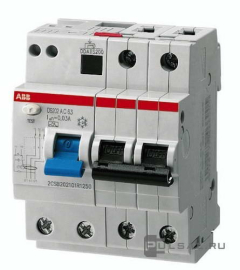 Автоматический выключатель дифференциального тока 4-модульный DS202 AC-C25/0,03 DS200, 2 полюса, 25А, C, 6 кА,  тип - AC, 30 мА, DS202 AC-C25/0,03, ABB - PULSAL.RU