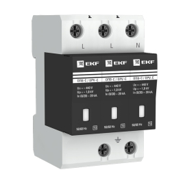 Ограничитель импульсных напряжений ОПВ-C/3P PROxima, 3 полюса, Класс 2, 20 кА, 40 кА, opv-c3, EKF - PULSAL.RU