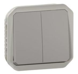Выключатель / переключатель или кнопка НО
Plexo Nouveau,  двухклавишный,  без подсветки,   цвет - серый,  IP 55,  069525L,  0 695 25L,  Legrand
 - PULSAL.RU