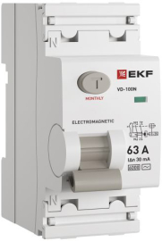 Выключатель дифференциального тока ВД-100N  PROxima, 2 полюса, 63А,  тип - AC, 30 мАE1026M6330, EKF - PULSAL.RU