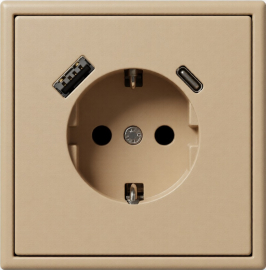 Розетка USB A+C, 3.4А с электрической розеткой
Modern,  USB type-C 5V,  USB type-A 5V,  двойная,   цвет - кремовый матовый,  пластмасса,  IUK-3-01.M/ONC,  LIREGUS
 - PULSAL.RU