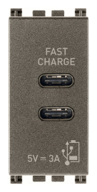 Зарядка USB type-C+C, 3А с быстрой зарядкой
Arke,  USB type-C 5V,  двойная,   цвет - металл,  пластмасса,  19292.CC.M VIM,  19292.CC.M,  Vimar
 - PULSAL.RU