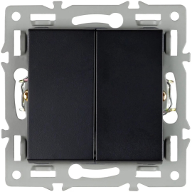 Выключатель
PRESTO,  GLARE,  VERSA,  двухклавишный,  без подсветки,   цвет - черный,  пластмасса,  043725 ARL,  043725,  Аrlight
 - PULSAL.RU