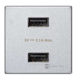 Зарядка USB 2,1А
Simon Connect K45 Лючки,  Simon Connect K45 Телеблоки,  USB type-A 5V,  двойная,   цвет - алюминий,  пластмасса,  K126E-8,  Simon
 - PULSAL.RU