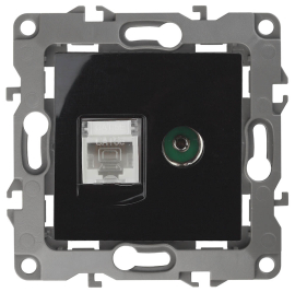 Розетка одиночная TV+RJ45
Эра 12,  телевизионная (TV),  одинарная,   цвет - черный,  пластмасса,  Б0027446,  12-3110-06,  ЭРА
 - PULSAL.RU