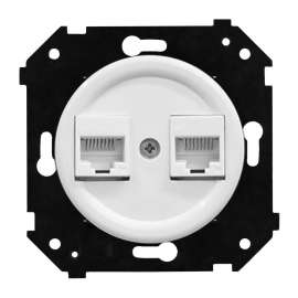 Розетка компьютерная RJ45 Cat.5 (UTP)
Шедель Бриз,  двойная,   цвет - белый матовый,  пластмасса,  B3-302-21M,  Bironi
 - PULSAL.RU
