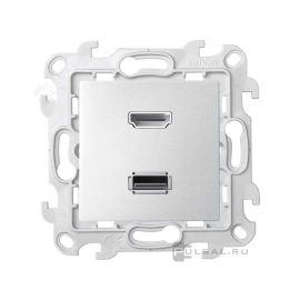 Розетка HDMI+USB
Simon 24 Harmonie,  USB данные,  одинарная,   цвет - алюминий,  пластмасса,  2411095-033,  Simon
 - PULSAL.RU