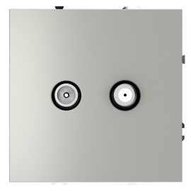 Розетка TV-SAT
S70,  телевизионная (TV),  спутниковая (SAT),  двойная,   цвет - сталь,  пластмасса,  VLS060405,  Voltum
 - PULSAL.RU