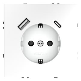 Электрическая розетка с зарядкой USB A+C, 3.2А
S70,  USB type-C 5V,  USB type-A 5V,  Электр. с USB,  двойная,   цвет - белый матовый,  пластмасса,  VLS040502,  Voltum
 - PULSAL.RU