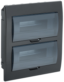 Корпус щита ЩРВ-П-24, Krepta, встраиваемый, IP 41,  модулей - 24, пластмасса,  цвет - черный, MKP12-V-24-41-K02, IEK - PULSAL.RU