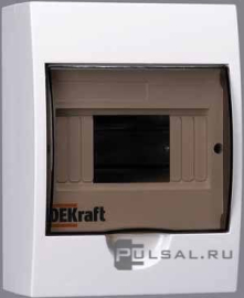 Бокс ЩРН-П-6, ЩРН-П, навесной, IP 41,  модулей - 6, пластмасса,  цвет - белый, 31009DEK, Dekraft - PULSAL.RU