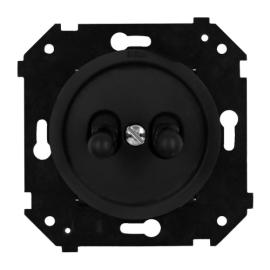 Кнопка Н.О тумблерная
Шедель Бриз,  двухклавишный,   цвет - черный матовый,  пластмасса,  B3-232-23M-PB,  Bironi
 - PULSAL.RU