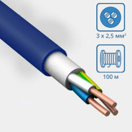 Кабель круглый ВВГнг(А)-LS 3х2,5 (бухта 100м) Кабель круглый ВВГнг(А)-LS 3х2,5 (бухта 100м)