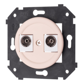 Розетка оконечная
Шедель Бриз,  телевизионная (TV),  двойная,   цвет - песочное золото матовый,  пластмасса,  B3-306-24M,  Bironi
 - PULSAL.RU