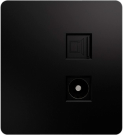 Розетка оконечная TV+RJ45 
Miele Round,  телевизионная (TV),  одинарная,   цвет - оникс,  пластмасса,  KR-78-0722-3,  Kranz
 - PULSAL.RU