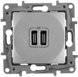 Розетка USB type-C, 3.0А
Etika,  USB type-C 5V,  двойная,   цвет - алюминий,  пластмасса,  672435,  6 724 35,  Legrand
 - PULSAL.RU