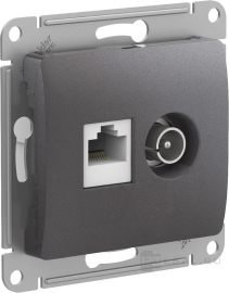 Розетка одиночная TV+RJ45
телевизионная (TV),  одинарная,   цвет - графит,  пластмасса,  GSL001389,  Schneider Electric
 - PULSAL.RU