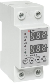 Реле напряжения и тока с дисп. RVb 63A EKF PROxima, 1НО, 63А, 220В AC, rvb-m63a, EKF - PULSAL.RU