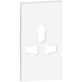 Накладка для розетки евро-китайско-американо-британского стандарта
Living Now,  со шторками,  с заземлением,  одинарная,   цвет - белый,  пластмасса,  KW59,  BTicino
 - PULSAL.RU